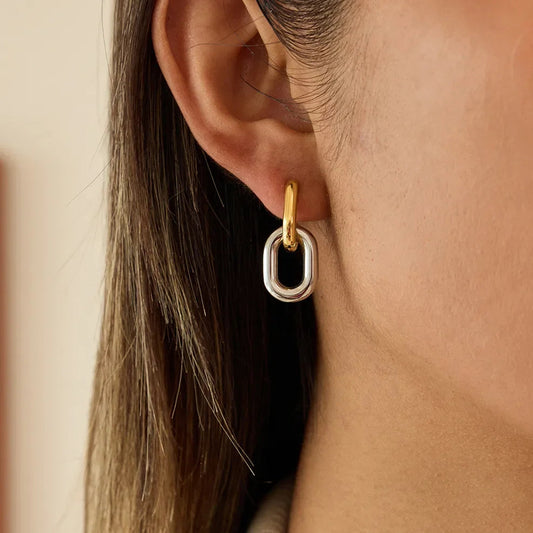 304 stainless steel circle solid-color earrings, vacuum electroplated (in the furnace), 18K gold plated, simple style classic ea Good Vibrations