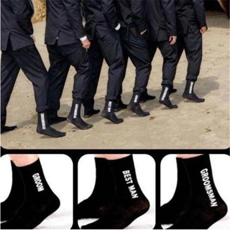 New Funny Wedding Socks Black Groomsmen gift Best Man Groom Happy Wedding gift Good Vibrations