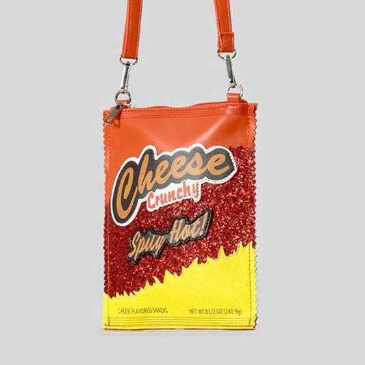 Unique Cheese Crunchy Bags Women Purses and Handbags Snacks Chips Ladies Crossbody Bag Girls Mini Clutch Bags Novelty Purses Good Vibrations