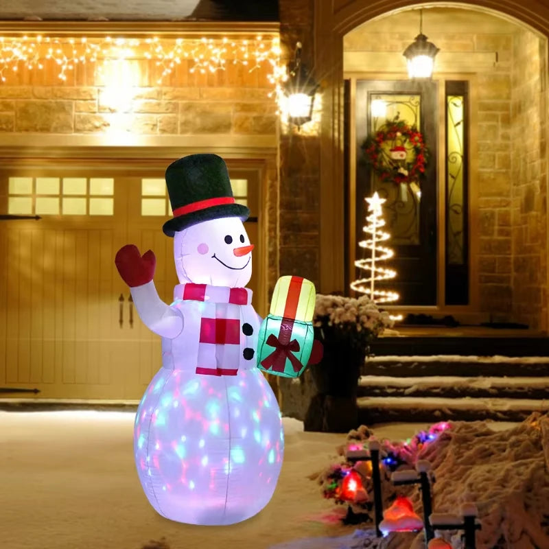 1.5m Christmas Inflatable Snowman Airblown Decor with LED Light Christmas Outdoor Courtyard Garden Doorway Ornaments Party Props Good Vibrations