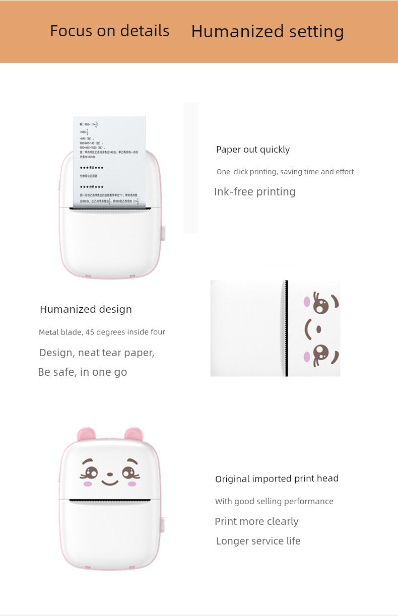 Mini Student Pocket Wrong Question Printer Meow Printer Thermal Photo Label Small Household Portable Cheap Good Vibrations
