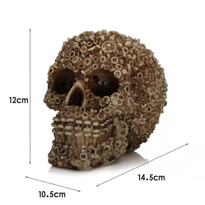 Resin Screw Gear Mechanical Style Skull Decorative Crafts Ornament Home Decor Statue Halloween Decoration Sculpture Skull Statue Good Vibrations