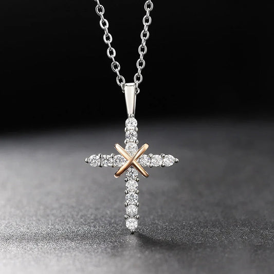 Cross Pendant Necklace For Women Iced Out Crystal Silver Plated Chain Collar Choker Necklace Christmas Jewelry Fashion N456 Good Vibrations