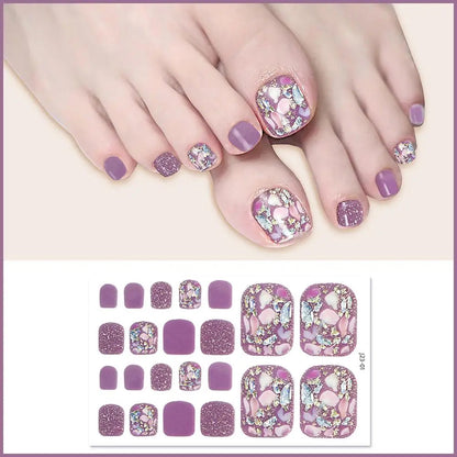 Nail Polish Film Toenail Stickers Solid Color Glitter Toe Nail Art Sticker DIY Waterproof Adhesive Nail Wraps Decals Decors Good Vibrations