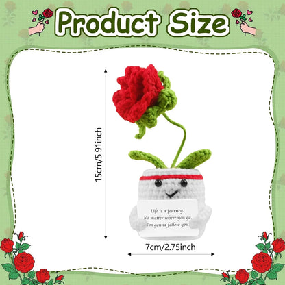 Positive Energy Pocket Hug Crochet Doll, Mini Handmade Knitted Plush Potato Turtle Vegetable Duck Funny Support Gift with Card Good Vibrations