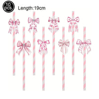 Pink Bow Birthday Party Supplies Disposable Bow Themed Tableware Set Engagement Wedding Girls Birthday Bachelorette Party Decor Good Vibrations