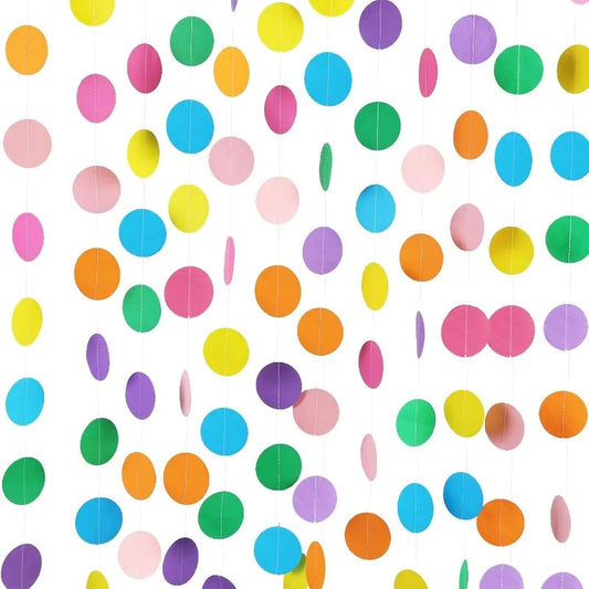Colorful Paper Garland Party Decorations Circle Dots Hanging Rainbow Decor for Birthday Baby Shower Classroom Candyland Streamer Good Vibrations