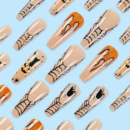 Halloween Acrylic Press On Nails Almond Shape Fake Nails Short Full Cover Glue On Nails Halloween Stick On Nails Cute Ghost Pump Good Vibrations