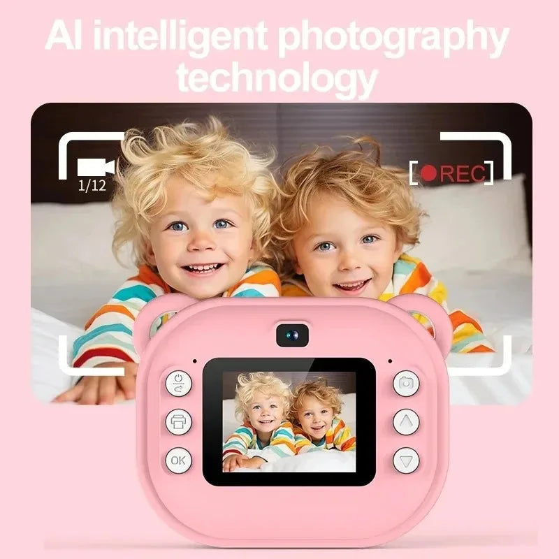 Children Digital Camera Instant Print for Kids Thermal Print Camera Instant Photo Printing Camera Video Toys+32G Memory Card Good Vibrations