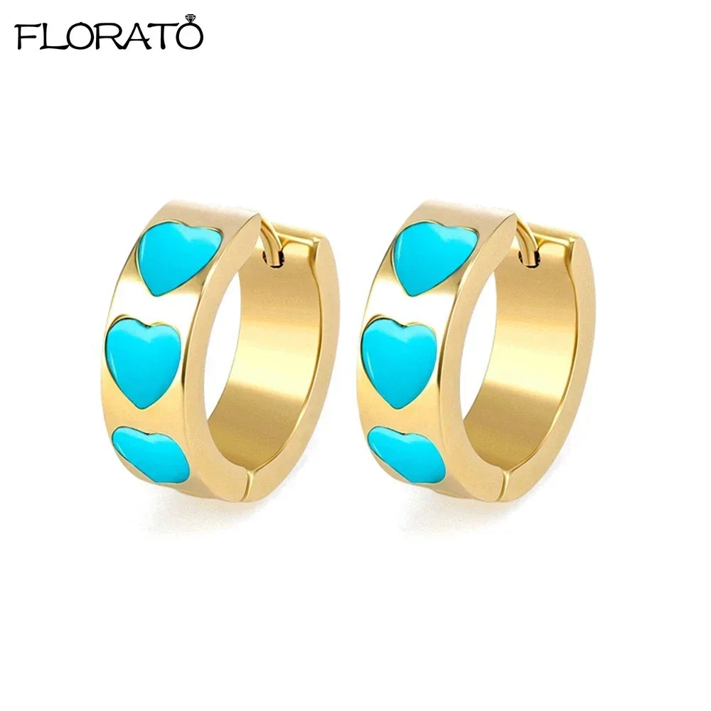 925 Sterling Silver Needle Summer Blue Earrings Trend 18K Gold Hoop Earrings for Women Fashion Puncture Jewelry Ear Accessories Good Vibrations