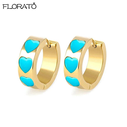 925 Sterling Silver Needle Summer Blue Earrings Trend 18K Gold Hoop Earrings for Women Fashion Puncture Jewelry Ear Accessories Good Vibrations
