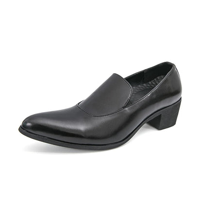 Mens Dress Shoes High Heels 5 Cm Height Luxury Genuine Leather Handmade Wedding Social Formal Shoes Male Oxford Footwear Good Vibrations