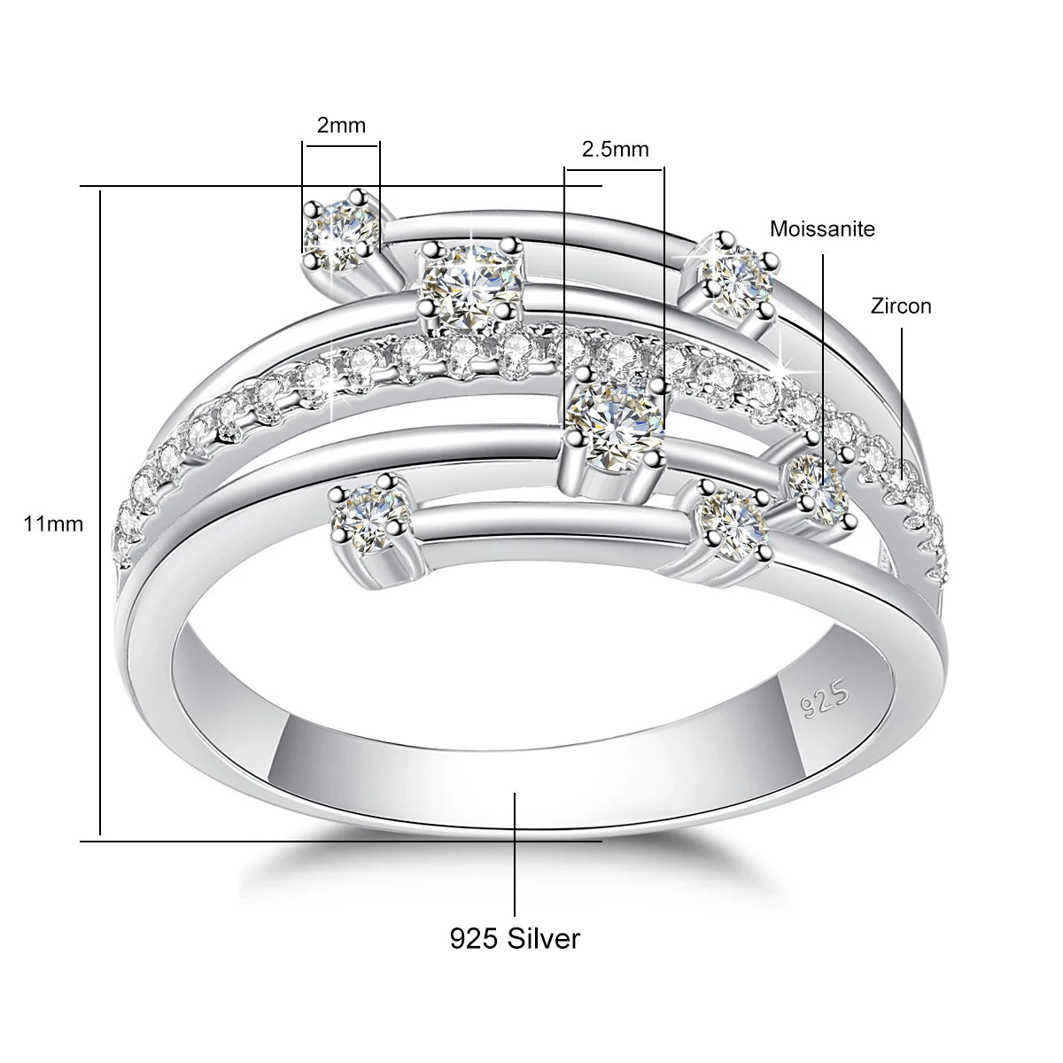 Szjinao Brand Trendy  Moissanite Ring Eternity Wedding Band Solid 925 Silver Rings For Women Jewelry Engagement Gift Dropship Good Vibrations