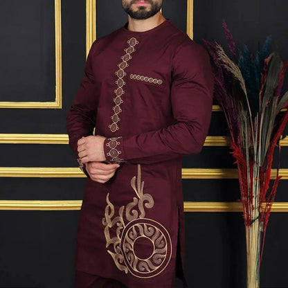 New Dashiki Luxury Full Set Men's Set Round Neck Embroidered Men's Set African Traditional Two Piece Set Men's Full Set Suit Good Vibrations