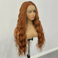 Ginger Wig Loose Wave Synthetic Lace Front Wigs For Women Long Auburn Orange Wig Deep Wave Lace Hair Heat Resistant Cosplay wear Good Vibrations