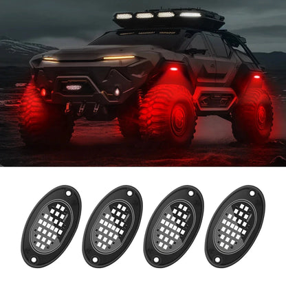 4PCS Car Chassis Light 12V LED Rock Lights 24 High Brightness Ambient Lighting For Polaris Yamaha Can-Am UTV ATV Off Road Jeep Good Vibrations