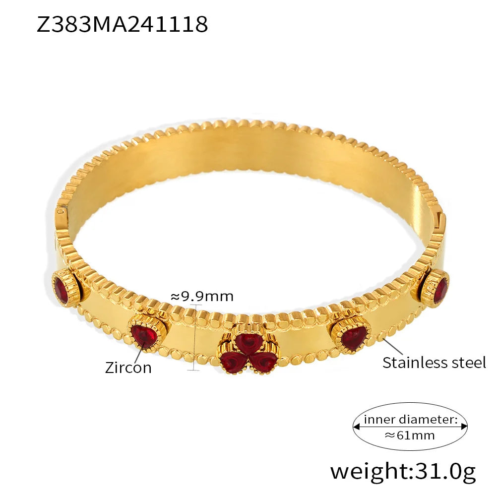 Women's Bracelet Gear Buckle Inlaid with Love Zircon Stainless Steel Fashion Versatile Jewelry Accessories Good Vibrations