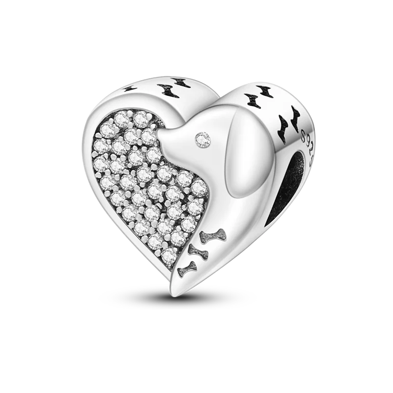Heart Shape 925 Sterling Silver Family Lover Affection Pendant Charm Beads Fit Original Bangle Bracelet DIY Jewelry For Women Good Vibrations