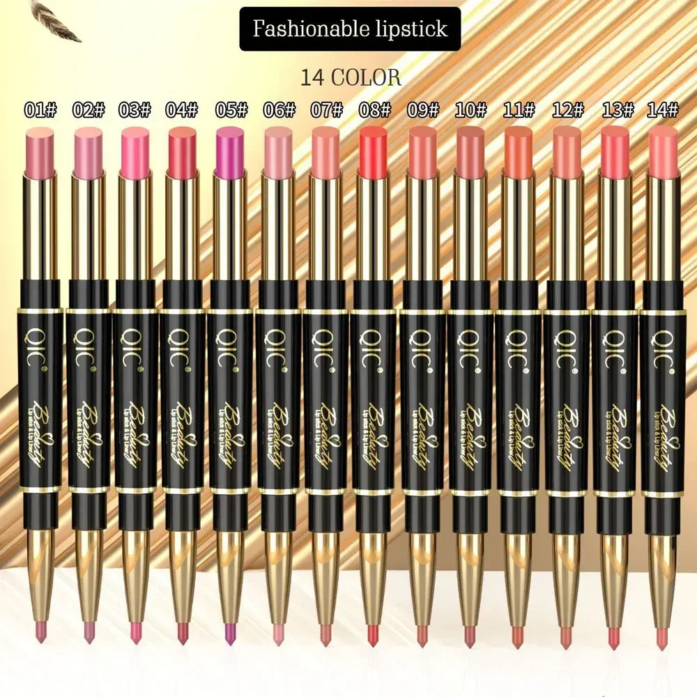 2 In 1 Matte Lipstick lip liner Long lasting waterproof Makeup for women Korean Cosmetics Beauty Make up female Good Vibrations