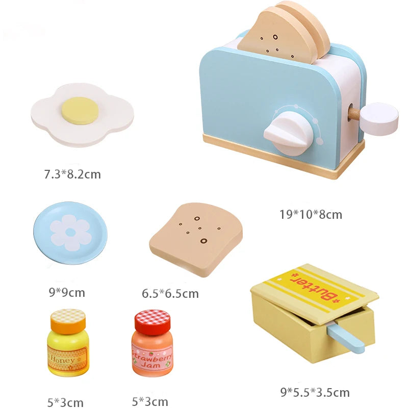 Wooden Kitchen Pretend Play Toy Simulation Wooden Toaster Machine Baby Early Learning Educational Toys Good Vibrations