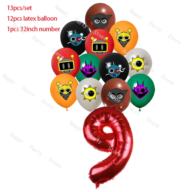 Incredibox Sprunki Birthday Party Decoration Sprunki Balloon Backdrop Cake Topper Split Sales Sprunki Birthday Party Supplies Good Vibrations