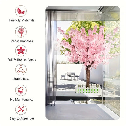 Artificial Cherry Trees Indoor Decor: Handmade Natural Fake Cherry Blossom Pink Tree Outdoor For Party Wedding Christmas Good Vibrations