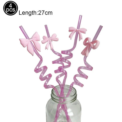 Pink Bow Birthday Party Supplies Disposable Bow Themed Tableware Set Engagement Wedding Girls Birthday Bachelorette Party Decor