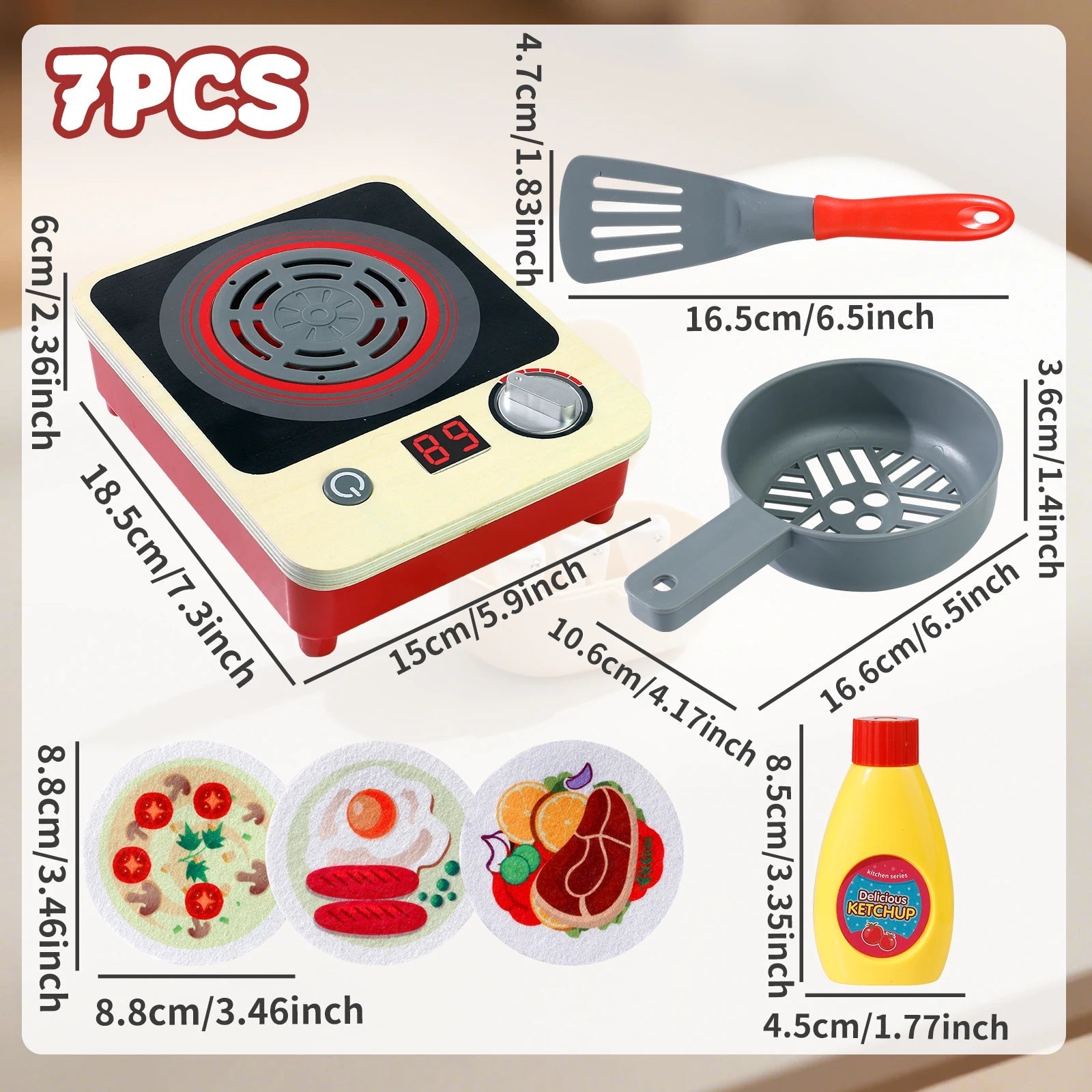 Toy Induction Stove with Light and Sound, Toy Kitchen Appliances for Kids, Play Kitchen Accessories and Toy Food for Girls Boys Good Vibrations