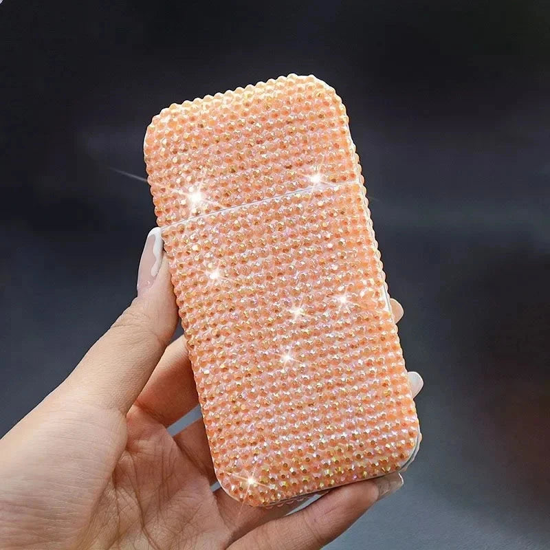Luxury Rhinestone Cigarette Box with USB Charging Lighter Windproof Portable Smoking Accessories Fashionable Women's Gift Good Vibrations Adult Super Store
