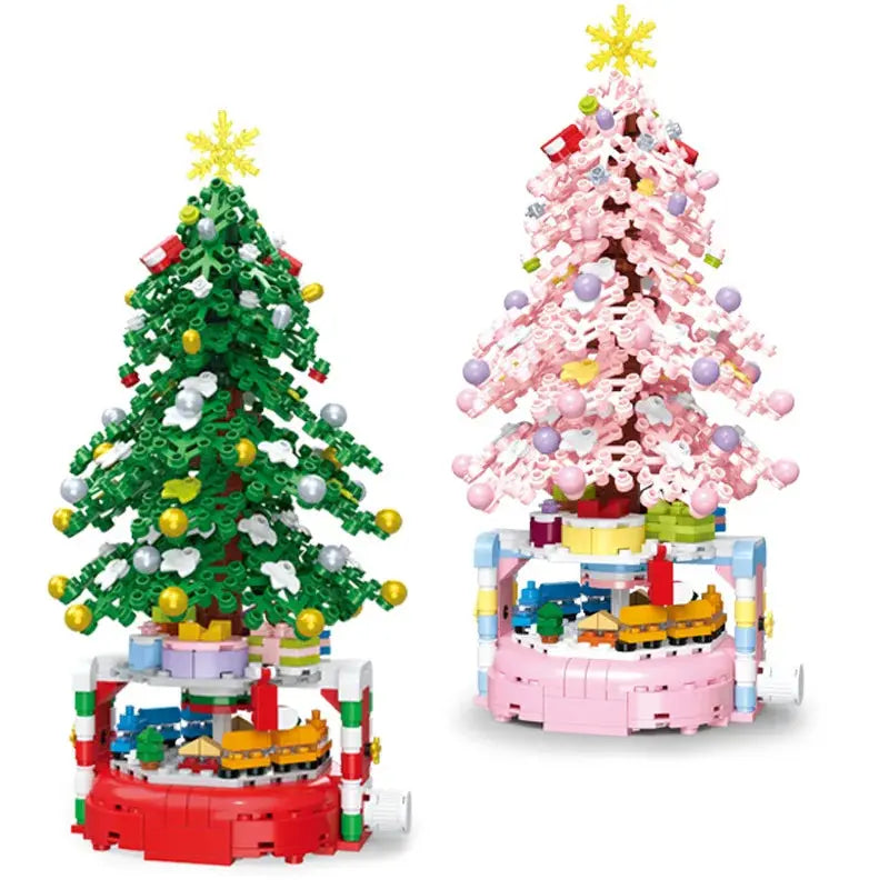 Christmas tree building block potted plant decorations large and small green plant pink Christmas holiday gifts Good Vibrations