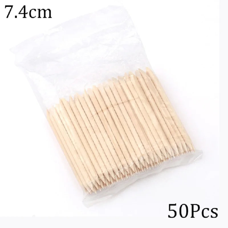 100/50pcs Nail Art Pusher Orange Wood Sticks Cuticle Pusher Remover Rhinestones Dotting Removal Manicure Pedicure Care Tools Good Vibrations