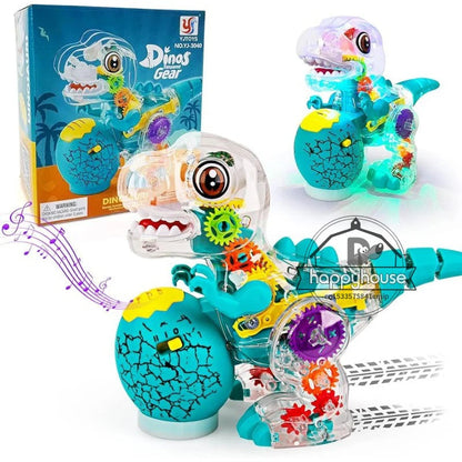 Transparent Toy Car for kids Electronic Light Sound Music Electric Gear Dinosaur Toys for Toddlers Boys Educational Crawling Toy Good Vibrations