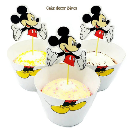 Mickey Mouse Theme Disposable Tableware Cups Plate Baby Children Birthday Party Supplies Boy Family Good Friend Party Decoration Good Vibrations