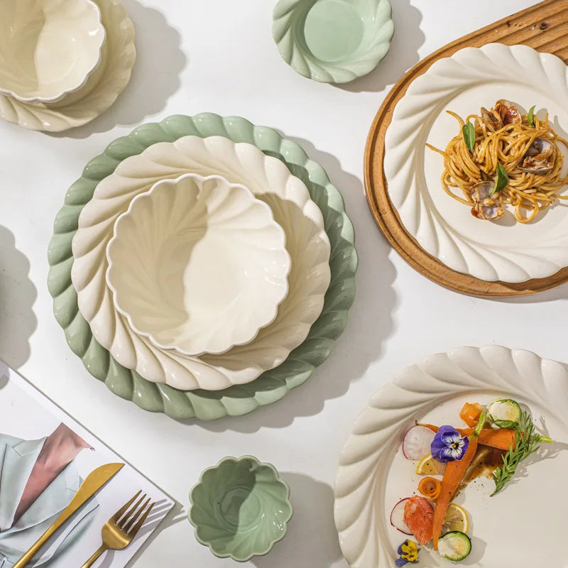 Early Spring Simple Dish Set Home Ins Wind Ceramic Tableware Light Luxury Modern Good Vibrations