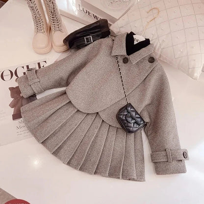 Bear Leader Fashion Kids Girls Princess 2pcs Clothes Set Autumn Winter Children Coat Outwear+Skirts Vintage Outfits Suit 2-12Y Good Vibrations