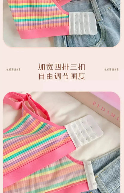 Sexy Bra for Women Tops Dopamine Rainbow Girl Seamless Bra Steel Ring Free Underwear Lingerie Bralette Good Vibrations