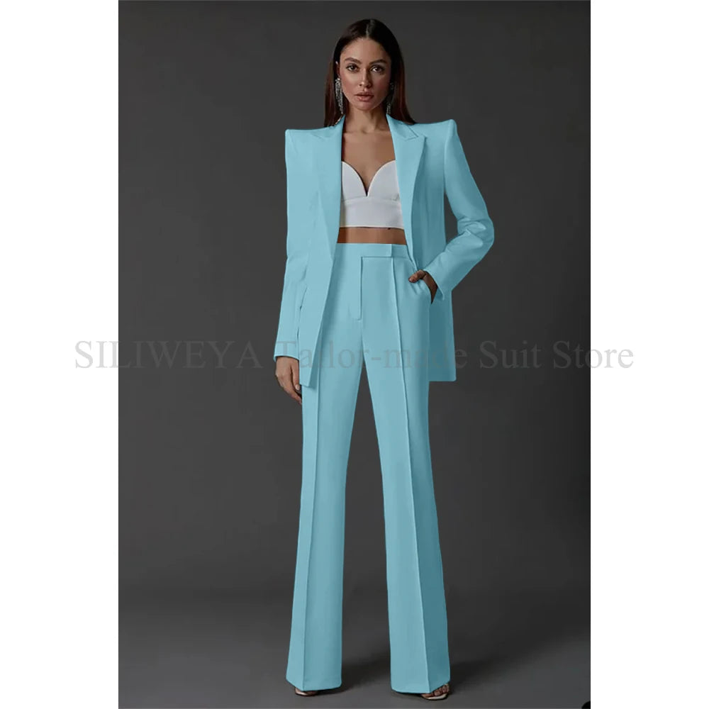 Vintage Women Wedding Suits Set 2 Pcs Blazer+Pants Formal Pantsuit Business Office Slim Fit  Peaky Blinders Takım Elbise Good Vibrations