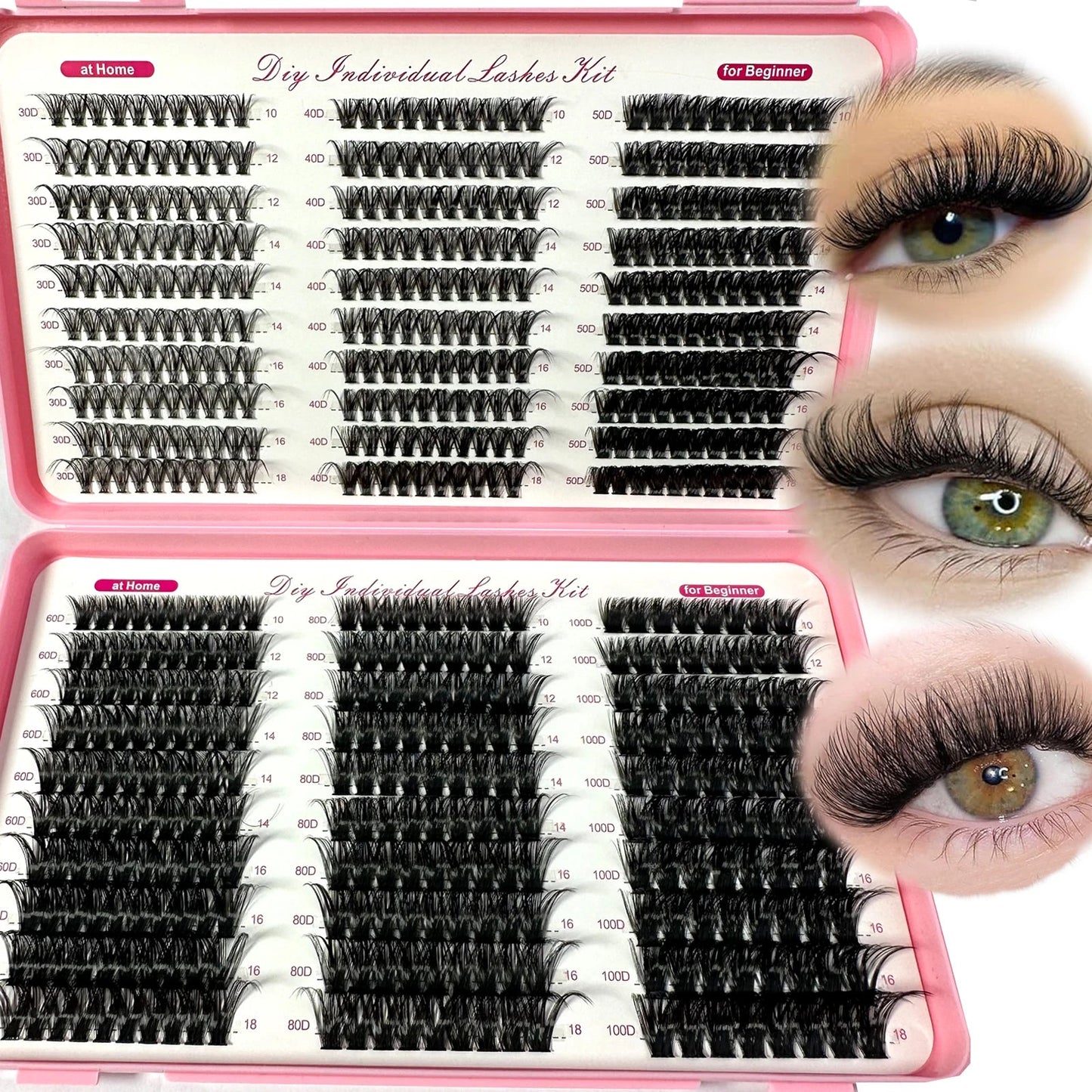 Spikes Lash Individuals Volume Eyelash Clusters D-Curly Lash Clusters Kit 10-20MM DIY Eyelash Extensions,6 Styles Lash Clusters Good Vibrations