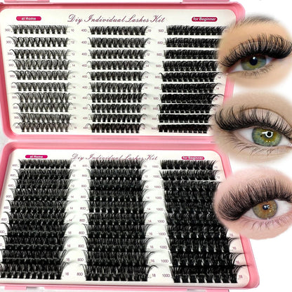 Spikes Lash Individuals Volume Eyelash Clusters D-Curly Lash Clusters Kit 10-20MM DIY Eyelash Extensions,6 Styles Lash Clusters Good Vibrations