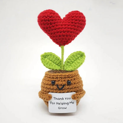 Positive Energy Crochet Doll Pocket Hug Handmade Knitted Plush Rose Sunflower Tulip Cactus Love Funny Emotional Support Gift Good Vibrations