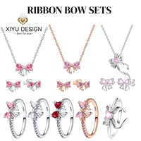 925 Sterling Silver Red Heart-shaped Ring Earrings Necklace Charm Sparkling Women's Jewelry Gift Fashion Light Luxury Making Good Vibrations