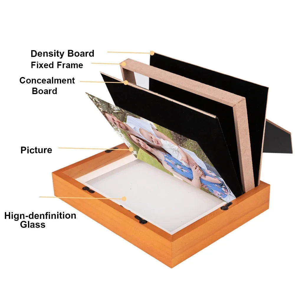 Hidden Wooden Photo Frame Sight Secret Storage Compartment Diversion Stash Safe Container Home Hide Money Cash Ring Necklace Key Good Vibrations Adult Super Store
