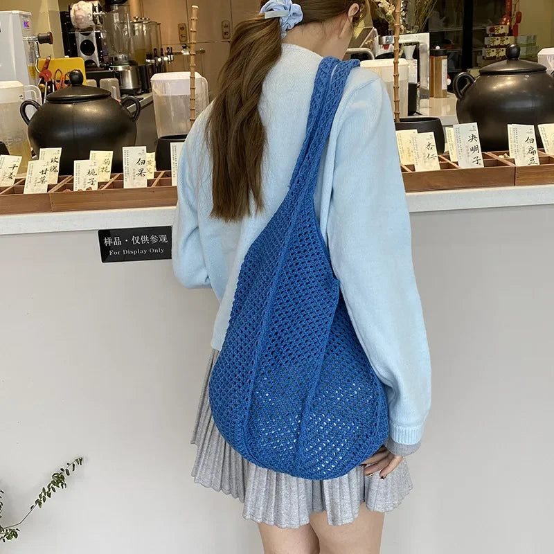 Women's Shoulder Bags Casual Straw Wicker Woven Ladies Handmade Totes Large Capacity Summer Beach Female's Messenger Bag Good Vibrations