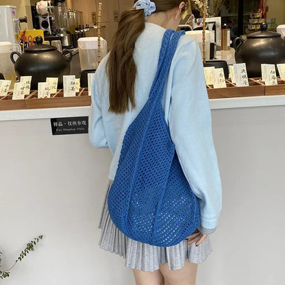 Women's Shoulder Bags Casual Straw Wicker Woven Ladies Handmade Totes Large Capacity Summer Beach Female's Messenger Bag Good Vibrations