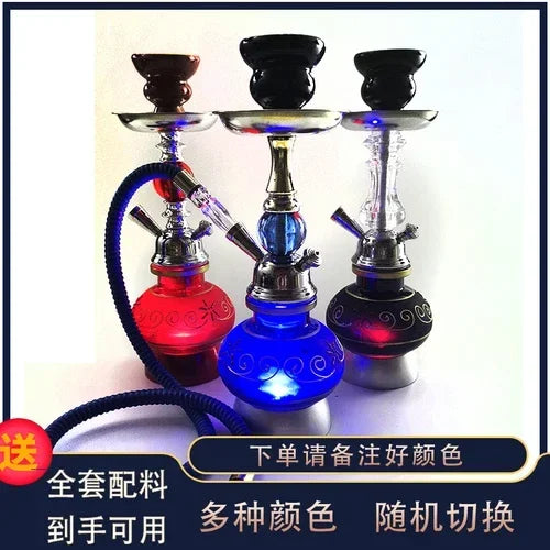 Bar KTV Large glass hookah set with colorful bowls and hoses