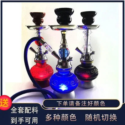 Bar KTV Large glass hookah set with colorful bowls and hoses