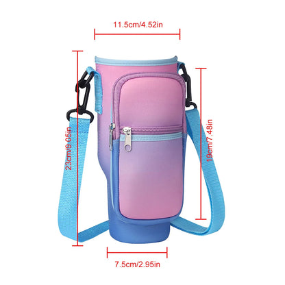 Portable Water Bottle Carrier Bag with Phone Pocket for Stanley 40oz Tumbler with Handle Neoprene Water Bottle Holder Pouch Good Vibrations