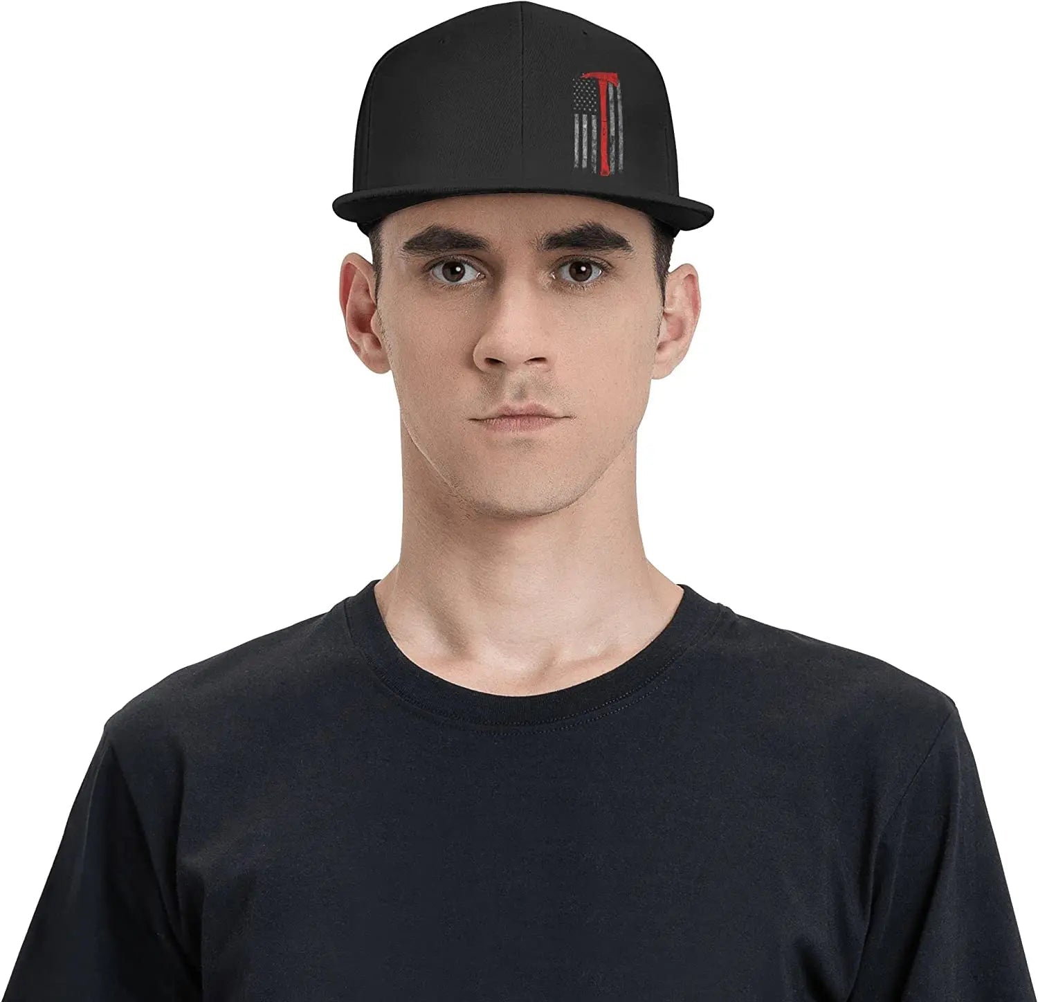 American Flag Firefighter Snapback Flat Bill Baseball Cap Mens Hat Fashion Casual Flat Bill Hat Good Vibrations