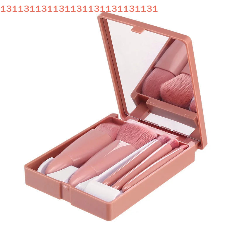 5pcs Travel Size Makeup Brushes Set Mini Makeup Brushes, Small Complete Function Cosmetic Brushes Kit With Case And Mirror Perfe Good Vibrations