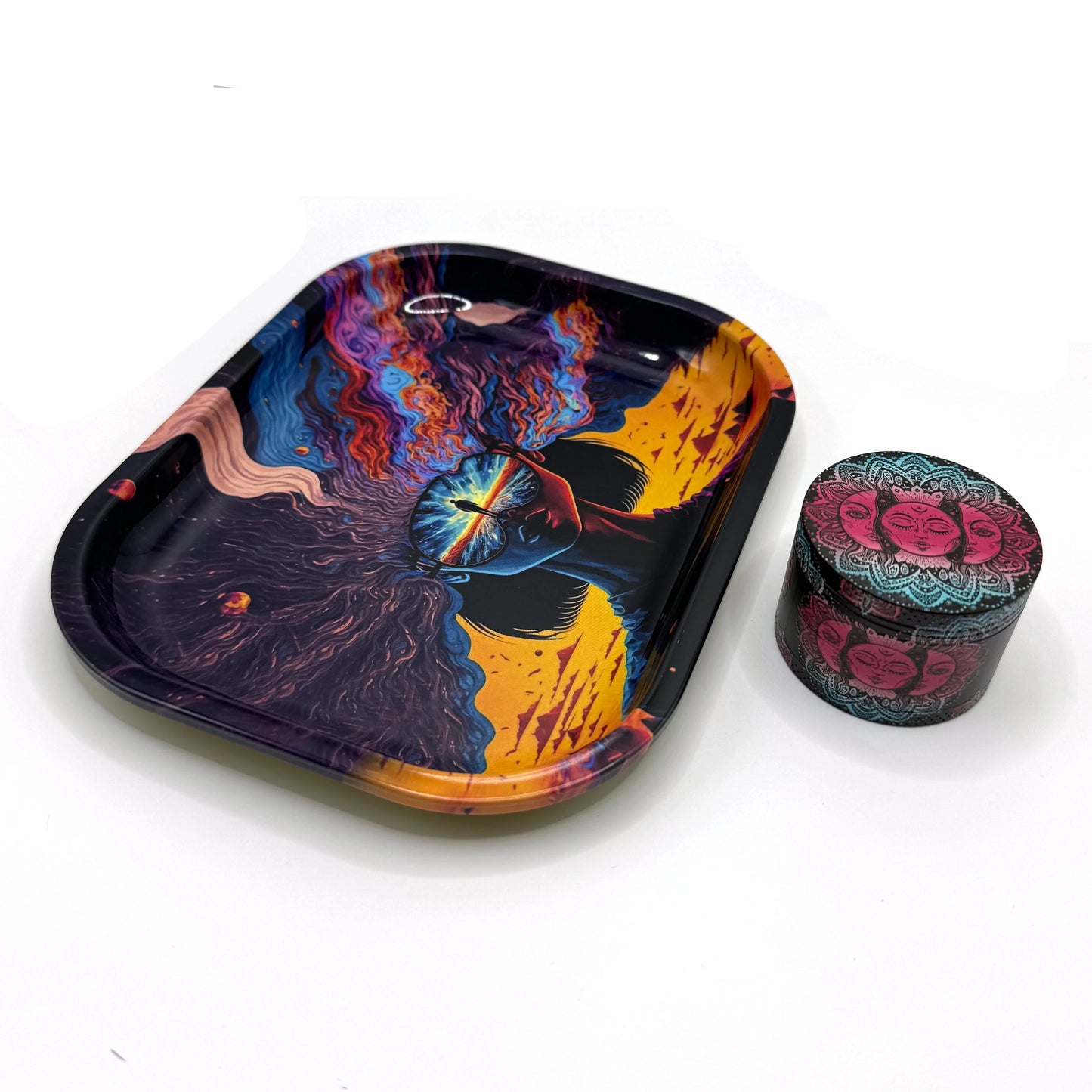 Metal 18X14CM Metal Rolling Maker Tray Kit with 2inch 50MM Smoke Herb Grinder Tobacco Set Spice Herb Tool Gift Good Vibrations Adult Super Store